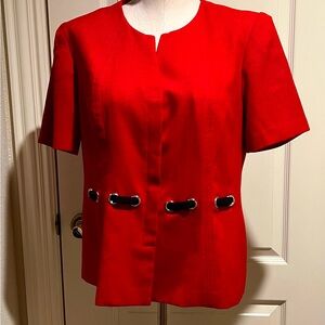 Spicey Red Button Up Top / Suit Jacket Top
Sz 14p